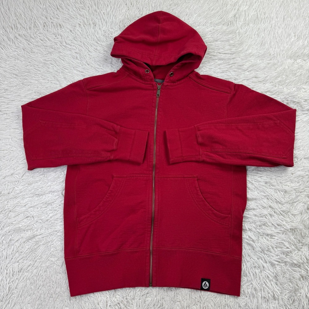American Giant Sweater Mens Large Red Full Zip Heavyweight Fleece Hoodie Outdoor
